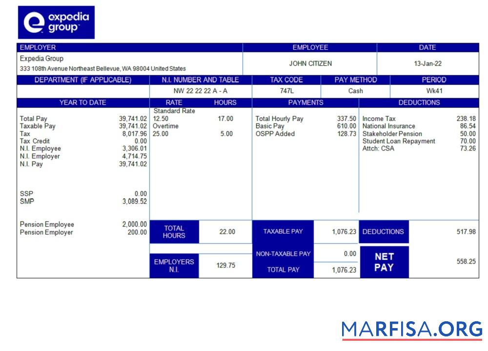 Blank USA technological comany employee sheet template
